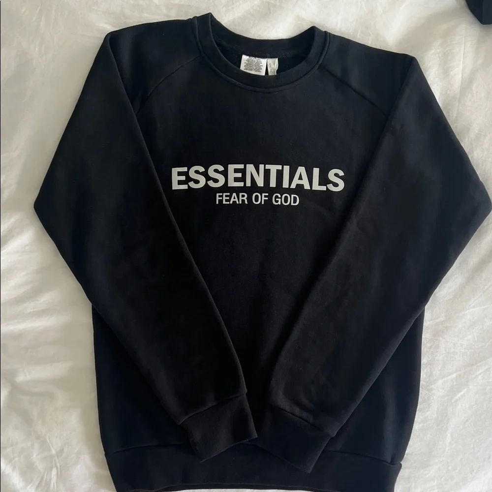 Fear of God Essentials Crewneck Black Sweater - Picture 1 of 7